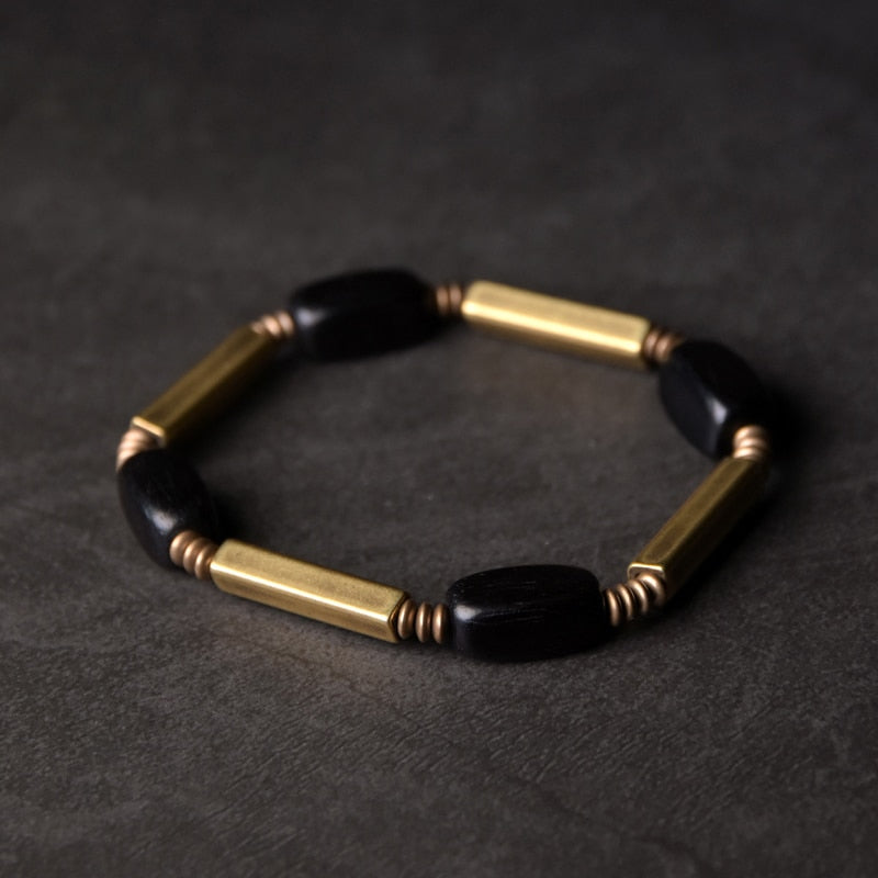 Ebony wood and Mix Copper Beads Bracelet
