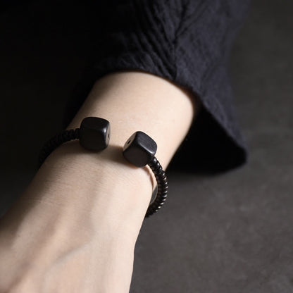 Ebony Black Wood Cuff Bracelet