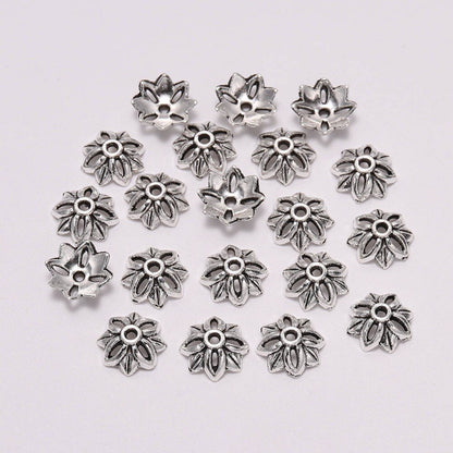 10mm 8-Petal Hollow Flower Bead Caps, 20pcs