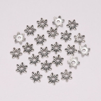 9mm Tibetan Hexagram Flower Bead Cap, 50pcs