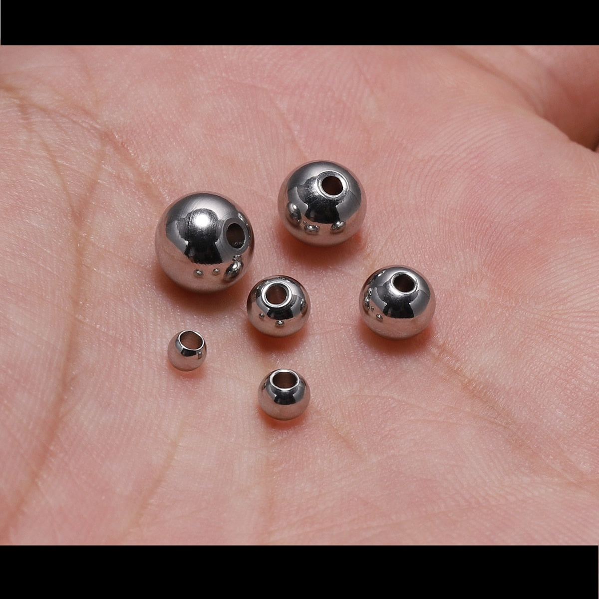 Round Stainless Steel Spacer Beads, 30-100pcs