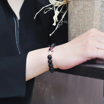 Paar-Armband mit Tigeraugen und schwarzen Obsidianperlen