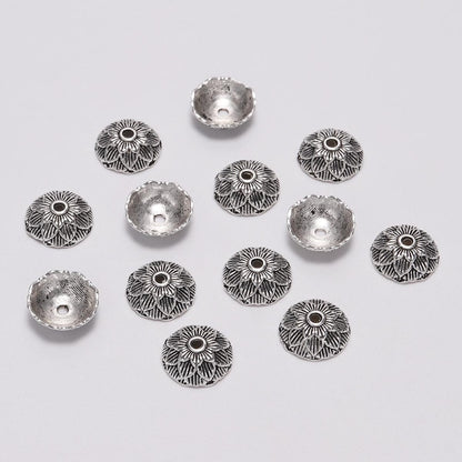 12mm Antique Lotus Flower Bead Caps, 20pcs