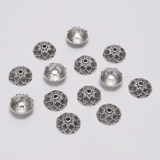 Capuchons de perles en forme de fleur de lotus antique de 12 mm, 20 pièces