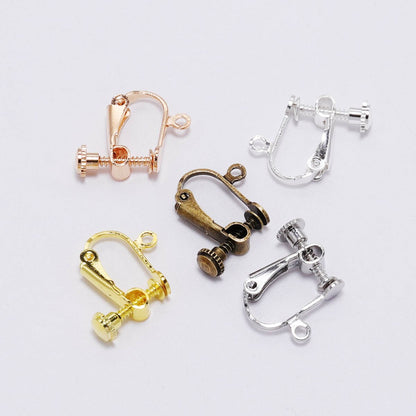 15x13mm Brass Screw Ear Clip, 10pcs