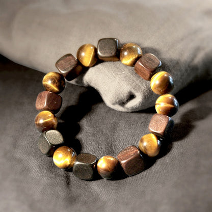 Tiger Eye Bracelet with Black Wood Ebony