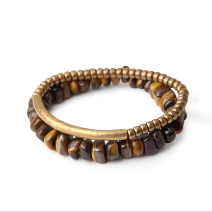 Golden Tiger-Eye Copper Beads Bracelet