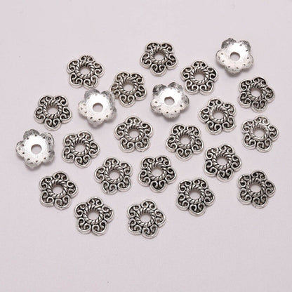 11mm Peach Heart Flower Torus Bead Caps, 50pcs