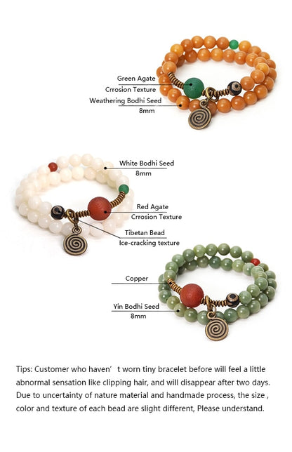 Three Colors Natural Bodhi Seed Bracelet