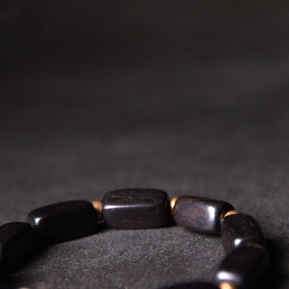 Vintage Copper and Ebony Wood Beads Bracelet