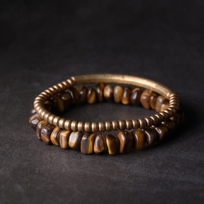 Golden Tiger-Eye Copper Beads Bracelet