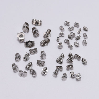 Stainless Steel Earring Back 4-8mm, 100pcs