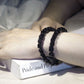 Bracelet extensible multicouche en onyx noir Cube