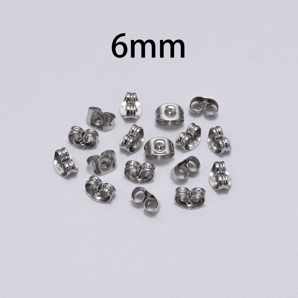 Stainless Steel Earring Back 4-8mm, 100pcs
