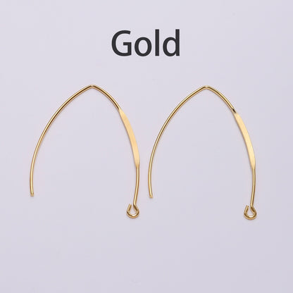 French V-Shaped Lever Earring Hooks, 20pcs