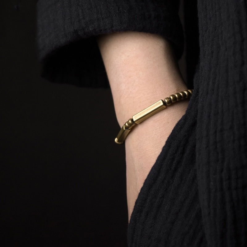 Street Punk Brass Handmade Stretch Bracelet