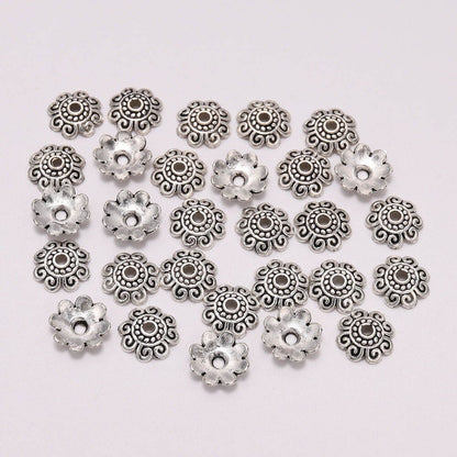 10mm Antique Carved Flower Bead Caps, 50pcs