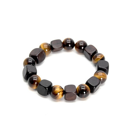 Tiger Eye Bracelet with Black Wood Ebony