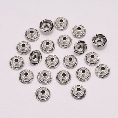 Tibetan Antique Round Flower Bead Caps, 50pcs