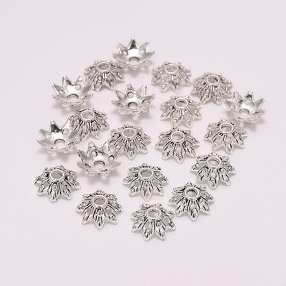 9mm 8-Petal Tibetan Antique Flower Bead Caps, 100pcs