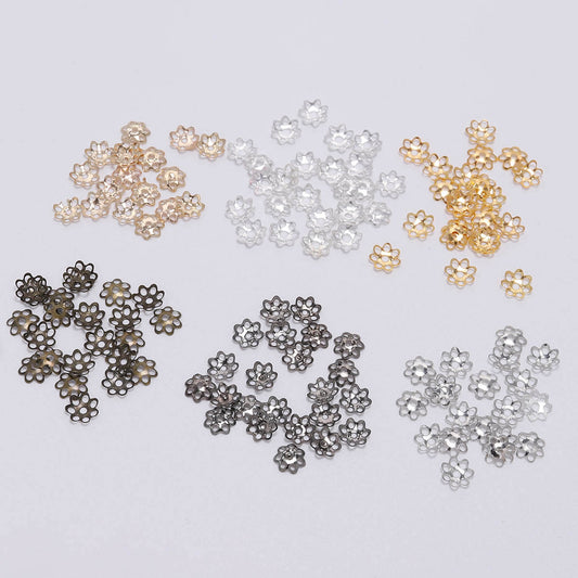 Capuchons de perles d'espacement en métal à fleurs creuses de 6 mm, 600 pièces