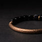 Armband aus kubischen schwarzen Obsidianperlen mit antikem Kupfer