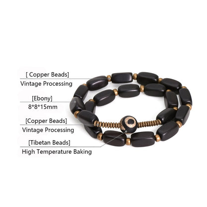 Black Wood and Copper Beads Multilayer Bracelet