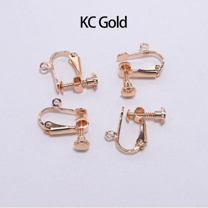 15x13mm Brass Screw Ear Clip, 10pcs