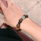 Big Natural Wood Bead Bracelet with Om Mantra Charm