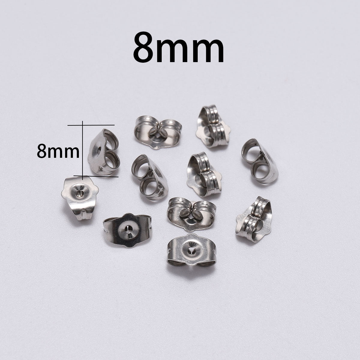 Stainless Steel Earring Back 4-8mm, 100pcs