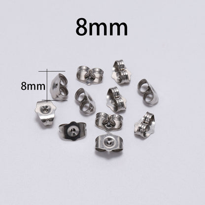 Stainless Steel Earring Back 4-8mm, 100pcs