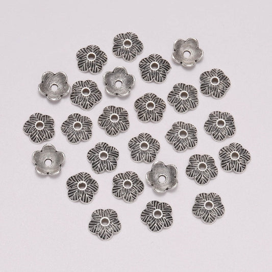 9 mm Blumen-Torus-Perlenkappen, 50 Stück