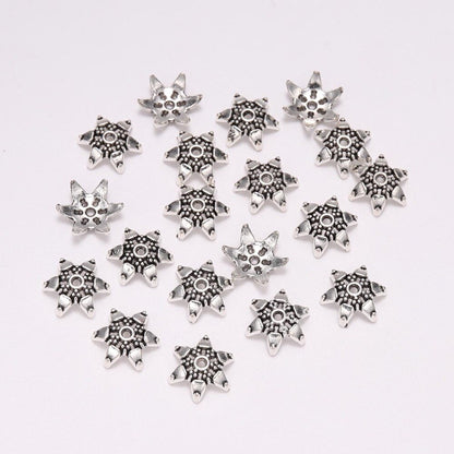 Bouchons de perles hexagrammes tibétaines en argent Antique de 12mm, 20 pièces, pour la fabrication de boucles d'oreilles DIY