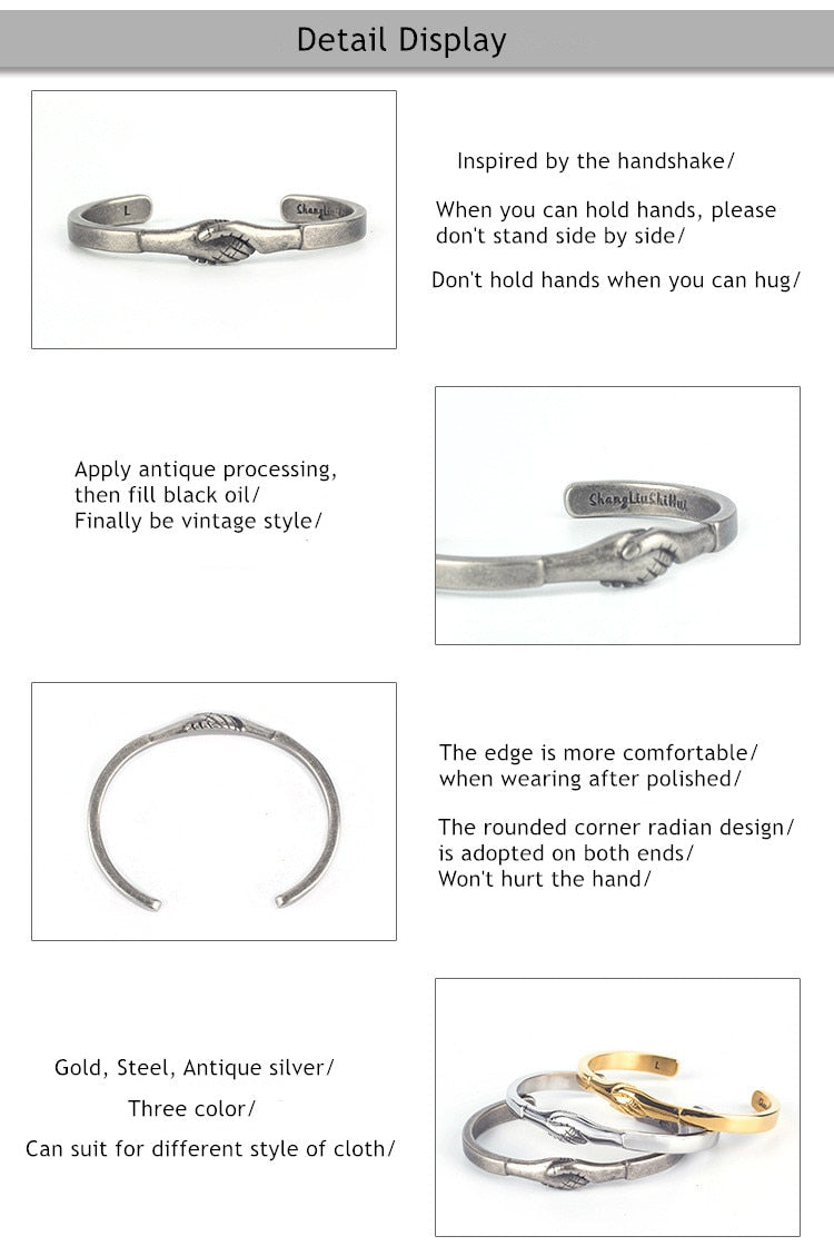 Bracelets de manchette de couple en acier inoxydable 316L