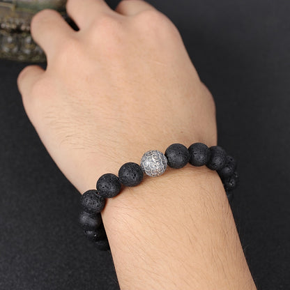 Lava Stone and Charm Bracelet