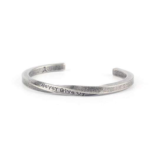 Never Give Up - Titanium Steel Bangel Cuff Bracelets