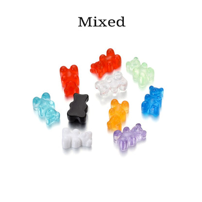 Transparent Cartoon Candy Bear Charm Pendants, 10Pcs