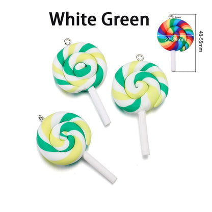 Cute Candy Color Marshmallow Polymer Clay Pendant, 10pcs