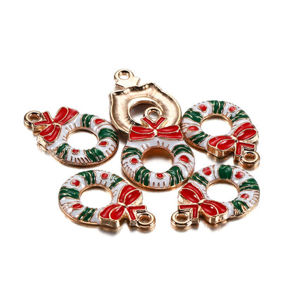 Metal Enamel Christmas Pendants, 10-15Pcs