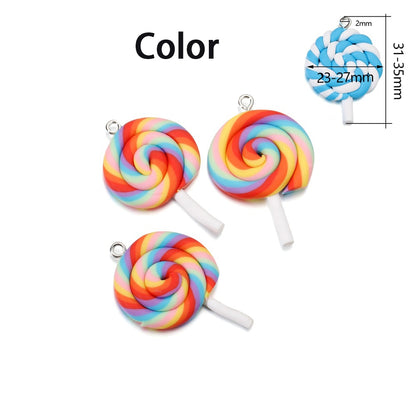 Cute Candy Color Marshmallow Polymer Clay Pendant, 10pcs