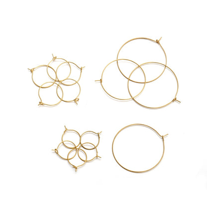 Big Circle Wire Hoops in Stainless Steel, 20pcs