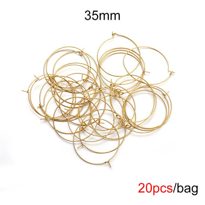 Big Circle Wire Hoops in Stainless Steel, 20pcs