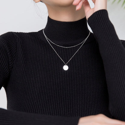 Collier minimaliste à pendentif petite boule à paillettes