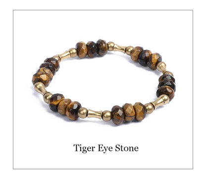 Bracelet extensible en perles d’oeil de tigre ou de labradorite à facettes