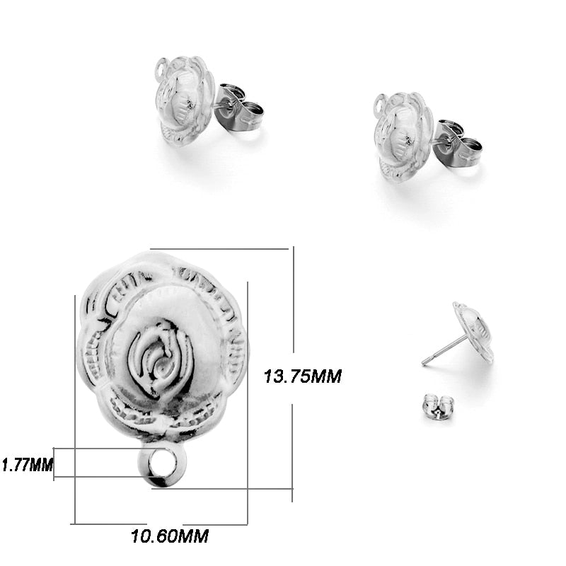 Edelstahl-Ohrstecker mit geometrischer Basis, 10 Stück