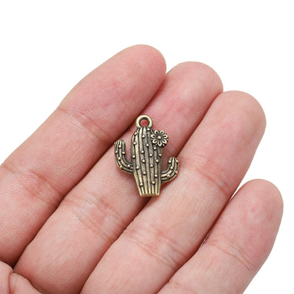 10 pendentifs cactus antiques 15x20mm