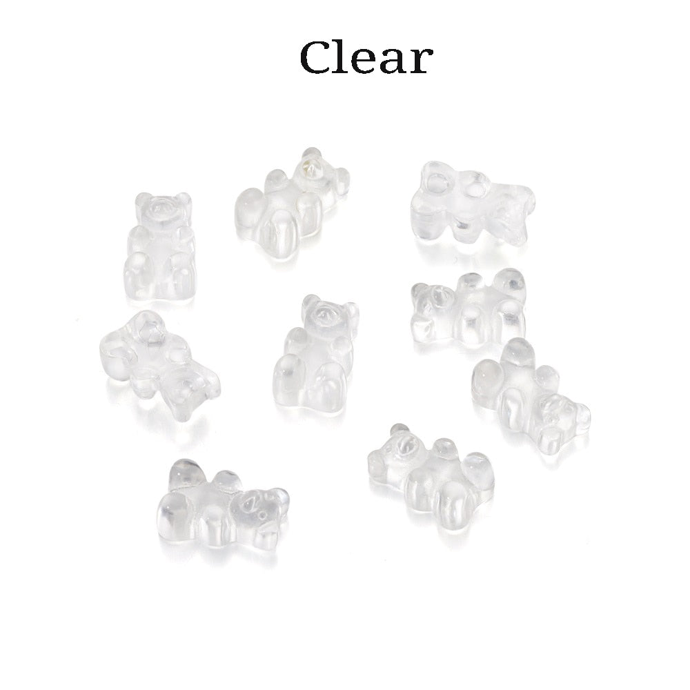 Pendentifs à breloque en forme d'ours en forme de dessin animé transparent, 10 pièces