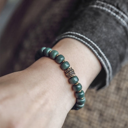 Green Bodhi Bead Stretch Bracelet