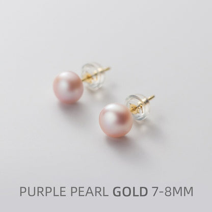 Multi-Color Natural Pearl Stud Earring