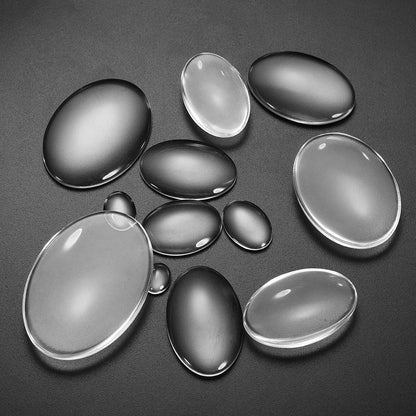 5-50pcs 10-50mm Oval Transparent Glass Cabochon